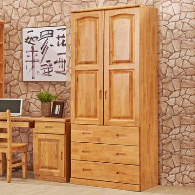 Tất cả tủ quần áo trẻ em bằng gỗ nguyên khối Tủ quần áo nhỏ hai cửa đơn giản kiểu Trung Quốc hiện đại với ngăn kéo Đồ nội thất phòng ngủ bằng gỗ bách