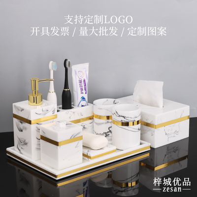 Bộ rửa cao cấp Phòng tắm khách sạn 5 sao 5 món hiện đại ánh sáng sang trọng phòng tắm sang trọng cung cấp bộ cốc nhựa