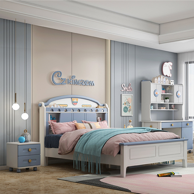 Tất cả gỗ rắn giường trẻ em giường thiếu niên giường đơn 1,35m bé trai bé gái phòng ngủ trẻ em kết hợp đồ nội thất bộ