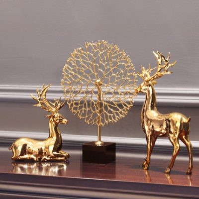 Ánh sáng hiện đại sang trọng bằng kim loại cao cấp đồ trang trí hươu bằng đồng nguyên chất phòng khách tủ tivi tủ rượu phong cách châu âu hiên nhà trang trí nhẹ nhàng