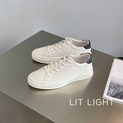 Lina nam 2021 mùa xuân và mùa thu mới lớp trên cùng giày hội đồng quản trị da bò Phiên bản Hàn Quốc của thời trang hợp thời trang giày trắng giản dị