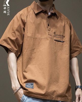 Mùa hè cotton áo bảo hộ lao động áo sơ mi nam Polo rộng rãi áo sơ mi nam kích thước lớn của nam giới cộng với phân bón để tăng áo thun ngắn tay