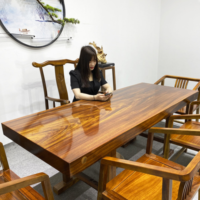 Okan gỗ rắn bảng gỗ lớn bảng kung fu bàn trà mới bàn giám đốc Trung Quốc bàn ông chủ quả óc chó quầy bar hoa bàn trà