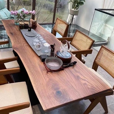 Bàn ăn gỗ óc chó màu đen Bắc Mỹ bảng lớn bảng đăng nhập gỗ rắn bàn trà bàn trà bàn ăn văn phòng Nam Mỹ cuốn sách máy tính để bàn đơn giản tại chỗ