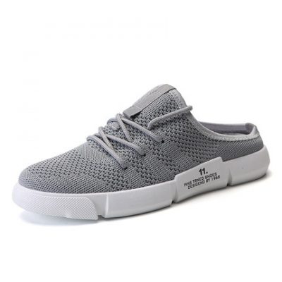 Giày lười nam đế xuồng không gót và nửa gót giày kéo mụn mẫu giày lưới dệt kim có thể xỏ chân vào giày vải mùa hè