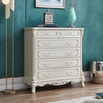 Tất cả các ngăn tủ bằng gỗ nguyên khối Châu Âu Tủ ngăn kéo màu trắng Tủ ngăn kéo phòng khách nhà kho tủ đựng đồ phòng ngủ Nội thất Mỹ