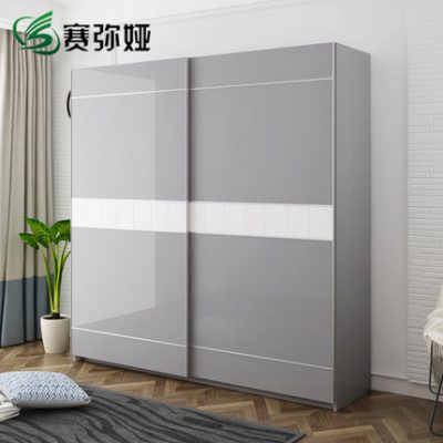 Sơn tủ quần áo cửa trượt cửa trượt phòng ngủ đơn giản hiện đại tổng thể tủ quần áo bằng gỗ lớn ánh sáng sang trọng trong toàn bộ ngôi nhà tùy chỉnh