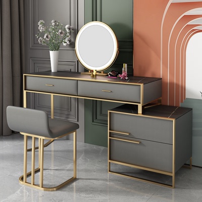 Bàn trang điểm tủ lưu trữ một phòng ngủ bàn trang điểm nhẹ nhàng sang trọng Bàn trang điểm đơn giản bằng đá phiến lưới màu đỏ in gió bàn trang điểm