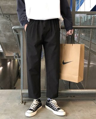Quần nam mỏng phiên bản hàn quốc xu hướng thẳng rộng rãi phù hợp với tất cả các kết hợp giản dị thủy triều đen thương hiệu quần tây mùa hè phù hợp với quần nam quần