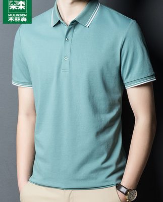 Mulinsen mùa hè ve áo sơ mi polo nam ngắn tay băng lụa giản dị nửa tay áo sơ mi công sở nhẹ sang trọng cho người đàn ông trung niên