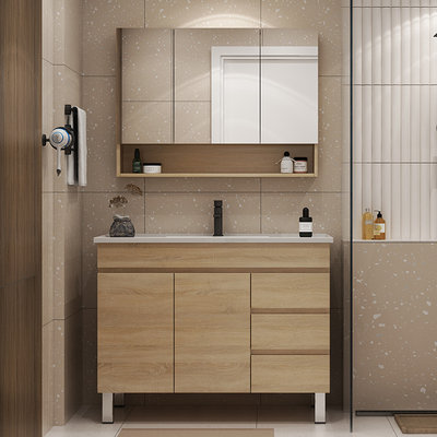 Phòng tắm hiện đại tối giản kiểu Bắc Âu tủ kết hợp chậu rửa từ trần đến sàn chậu rửa chậu rửa nhà vệ sinh