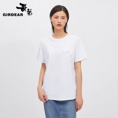 [Cùng phong cách trong trung tâm mua sắm] Brother and brother 2022 new xuân hè in hình cổ tròn áo thun nữ hàng đầu 1300356