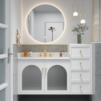 Tủ phòng tắm bằng đá phiến gỗ cứng sang trọng nhẹ hiện đại tối giản tủ chậu rửa thông minh kết hợp chậu rửa phòng tắm