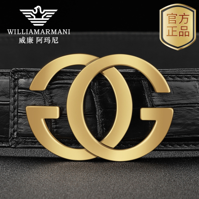 Thắt lưng nam da cá sấu William Armani da thật mặt khóa trơn cao cấp thắt lưng nam công sở sang trọng