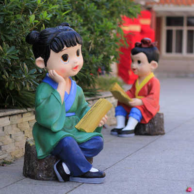 Người xưa ngoài trời đọc sách búp bê sợi thủy tinh gia cố nhựa khuôn viên cảnh quan điêu khắc nhà sách trang trí nhân vật hoạt hình trang trí đồ trang trí thủ công mỹ nghệ
