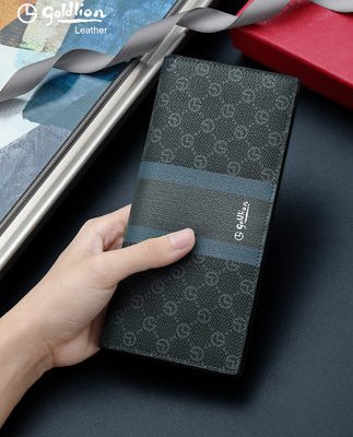 Goldlion 2022 ví mới của nam giới màu sắc tương phản hợp thời trang ví dài thời trang kinh doanh thương hiệu nam in ví