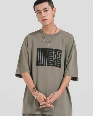 UFZ "Nine Die Seals National Tide Official Seal" áo thun cotton ngắn tay cổ tròn cổ tròn rộng rãi cặp đôi nam nữ