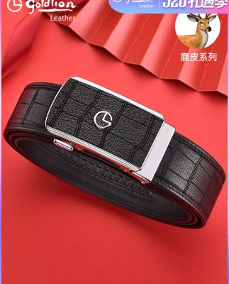 Thắt lưng Goldlion thắt lưng nam da nai khóa tự động da thật cao cấp hàng hiệu sang trọng 2022 thắt lưng kiểu mới