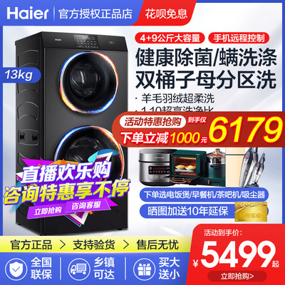 Máy giặt Haier Gemini hoàn toàn tự động thùng phuy kép phân vùng giặt con mẹ chuyển đổi tần số sấy khô để loại bỏ mạt mẹ và con câm
