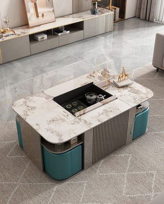 Hoàn toàn tự động thông minh nâng hạ bàn cà phê phòng khách bàn trà kung fu hiện đại đa năng tích hợp đèn pha trà bàn trà điện sang trọng