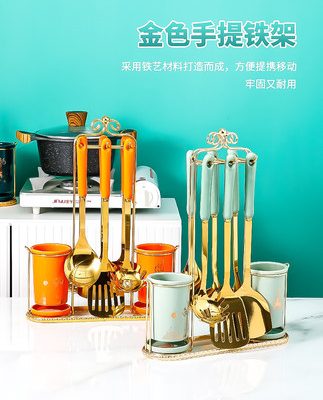 Bộ thìa gia dụng Sakura Qi spatula bộ thìa thép không gỉ Bắc Âu 304 dụng cụ nhà bếp thìa nấu ăn dụng cụ nhà bếp