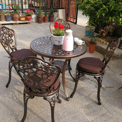 Bàn ghế ngoài trời nhôm đúc kết hợp ngoài trời ban công thoáng mát sân vườn bàn ghế thư giãn bàn ghế sắt rèn bộ 3 món