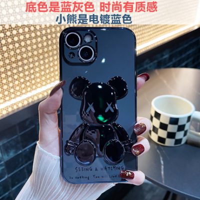 Xiaohongshu cùng một màu xanh bạo lực gấu apple 13 vỏ điện thoại di động net màu đỏ mới iphone13promax nữ thần bao gồm tất cả chống rơi 12pro tối đa bao gồm điện thoại di động vài 11 silicone Yuanfeng xs