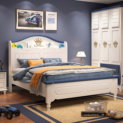 Giường trẻ em cậu bé giường đơn thiếu niên cậu bé giường cậu bé gỗ rắn chân gỗ phòng trẻ em phòng ngủ kết hợp đồ nội thất bộ