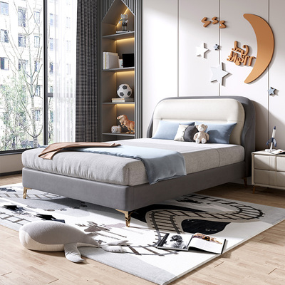 Trẻ em da trẻ em giường trẻ em trai giường đơn 1,5m giường học sinh ánh sáng sang trọng net cô gái màu đỏ nội thất phòng ngủ thiếu niên