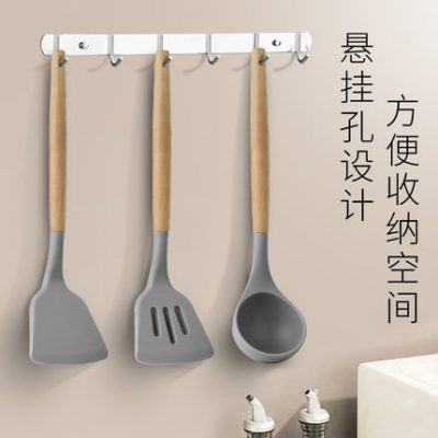 Thìa nấu ăn silicone cấp thực phẩm thìa chống dính chảo chống dính thìa súp đặc biệt dụng cụ nhà bếp dụng cụ bổ sung thức ăn cho bé 1102