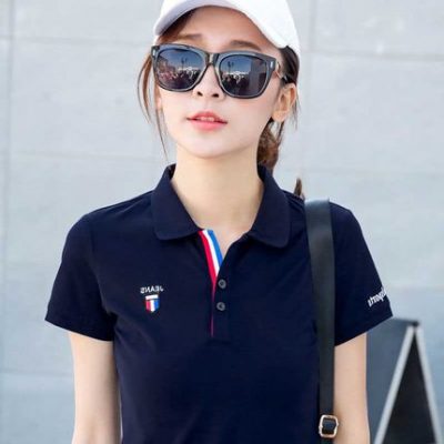 Áo thun thể thao có ve áo mùa hè dành cho nữ cỡ lớn cotton tay ngắn 2022 Áo thun trơn hàng đầu mới Áo thun Polo
