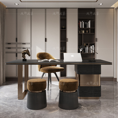 Bàn làm việc kiểu Ý hiện đại tối giản ánh sáng sang trọng bàn máy tính mẫu bàn học thiết kế bàn ghế kết hợp bàn làm việc bằng gỗ nguyên khối