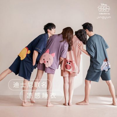 Jing Yun [loại mát] Disney vài bộ đồ ngủ của phụ nữ mùa hè cotton ngắn tay nam giới mặc nhà phù hợp với giản dị