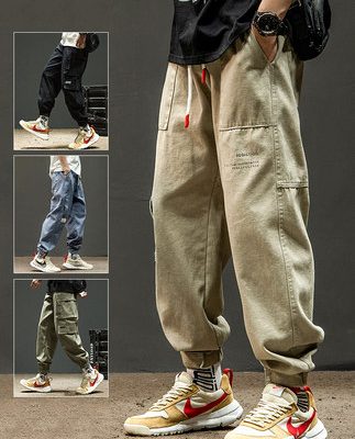 Quần yếm kaki nam mùa hè mỏng rộng rãi quần âu ống rộng hợp thời trang Quần nam nhật bản thương hiệu thủy triều