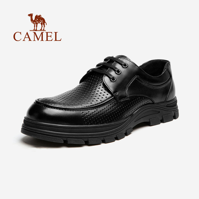 Dép lạc đà Nam Da thật Mùa hè Đế mềm Da mềm Dép nam Mùa hè Rỗng Đục lỗ thoáng khí Đất