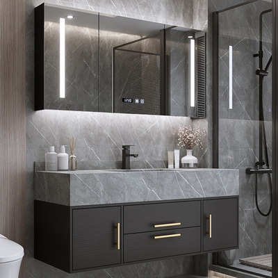 Phòng tắm hiện đại tối giản đá phiến một tủ kết hợp phòng tắm đặt chậu rửa gương rửa nhẹ chậu rửa sang trọng
