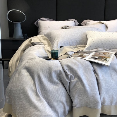Dòng Ý tối giản ánh sáng sang trọng da báo Bộ đồ giường lớn tên tuổi cao cấp Lenzing Tencel vải dệt gia đình thoải mái bốn mảnh