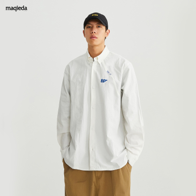 Macheda mùa xuân nam giới áo sơ mi thêu xu hướng đẹp trai áo khoác giản dị áo khoác nam Hồng Kông phong cách Nhật Bản hàng đầu tay áo dài