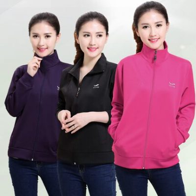 . Phụ nữ trung niên áo khoác mỏng mùa xuân và mùa thu áo khoác bình thường cho người trung niên và người già Áo khoác của mẹ mặc áo thể thao áo khoác nữ cỡ lớn