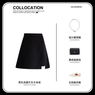 Váy đen xẻ lưng cao của phụ nữ váy ngắn mùa hè thiết kế không thường xuyên gói phù hợp túi hông váy quần culottes a-line