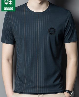 Mulinsen băng lụa áo thun nam ngắn tay mùa hè mỏng phần cha trung niên của nam giới áo thun nửa tay kinh doanh bình thường hàng đầu