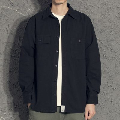 Áo sơ mi nam công cụ Nhật Bản dài tay phiên bản Hàn Quốc của áo khoác nam đẹp trai hợp thời trang áo sơ mi nam mùa thu mới mùa thu năm 2021