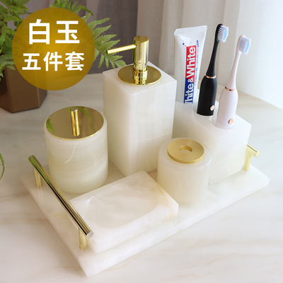 Phòng tắm bằng đá cẩm thạch tự nhiên năm mảnh phòng tắm kết hợp rửa thiết lập ánh sáng sang trọng cung cấp nhà nội thất Bắc Âu