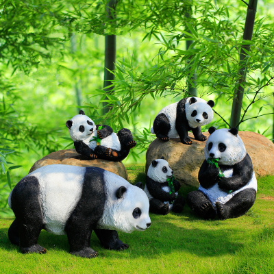 Mô phỏng ngoài trời gấu trúc khổng lồ sợi thủy tinh gia cố nhựa thủ công mỹ nghệ mô phỏng vườn thú rừng điêu khắc sân vườn trang trí đồ trang trí