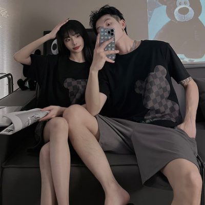 2022 mới vài bộ đồ ngủ ngắn tay mùa hè của phụ nữ phù hợp với quần áo nam cotton chất lượng cao ở nhà đơn giản hai mảnh