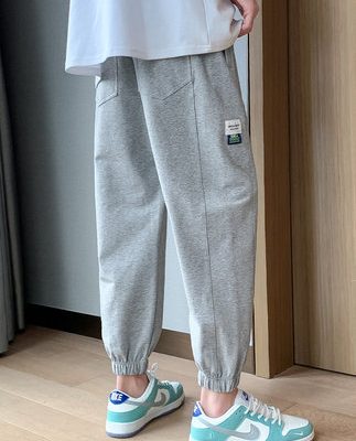 Quần của nam giới Mùa hè Mỏng Xám Rộng Quần thể thao Xu hướng mới Quần âu Tide Thương hiệu Cỡ lớn Cỡ cạp Quần thứ chín