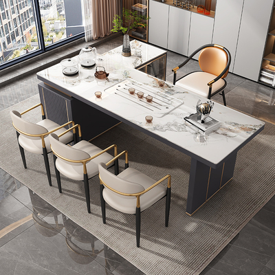 Bàn trà đá sang trọng nhẹ bàn trà hiện đại tối giản bàn trà lớn văn phòng hộ gia đình thương mại tích hợp bàn trà góc kết hợp ghế