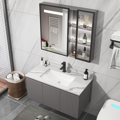 Không gian bằng nhôm Slate Tủ phòng tắm kết hợp Phòng tắm Tủ phòng tắm Chậu rửa Chậu rửa đơn giản Chậu rửa Hồ bơi thông minh