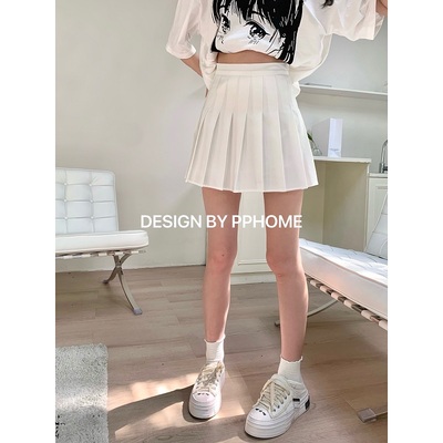 Nhân viên PPHOME one piece ~ váy xếp ly đi lại đại học cơ bản cạp cao và váy mỏng tất cả phù hợp BM bốn mùa