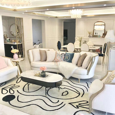 Phòng khách mẫu sofa vải kiểu Pháp sang trọng nhẹ kiểu Mỹ Meijia ART Châu Âu retro gỗ rắn phòng khách tùy chỉnh đồ nội thất